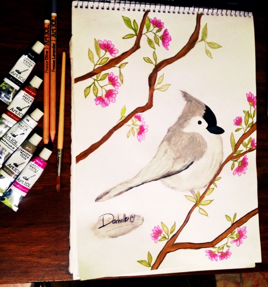 Bird with flowers'