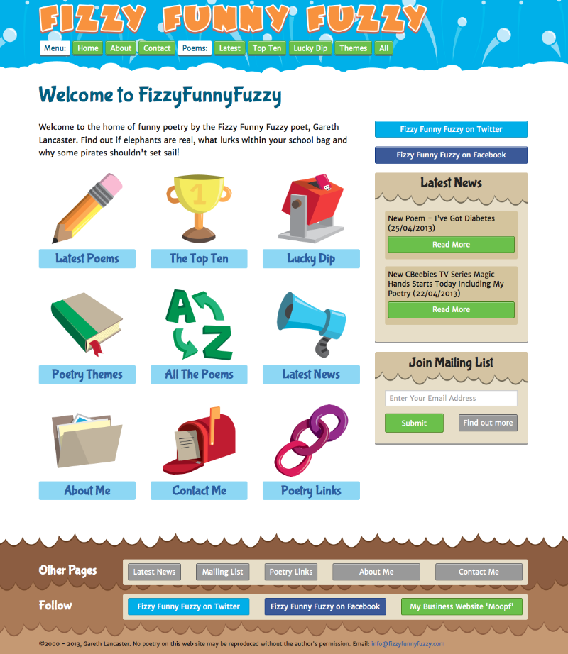 Fizzy Funny Fuzzy Poetry Website Design