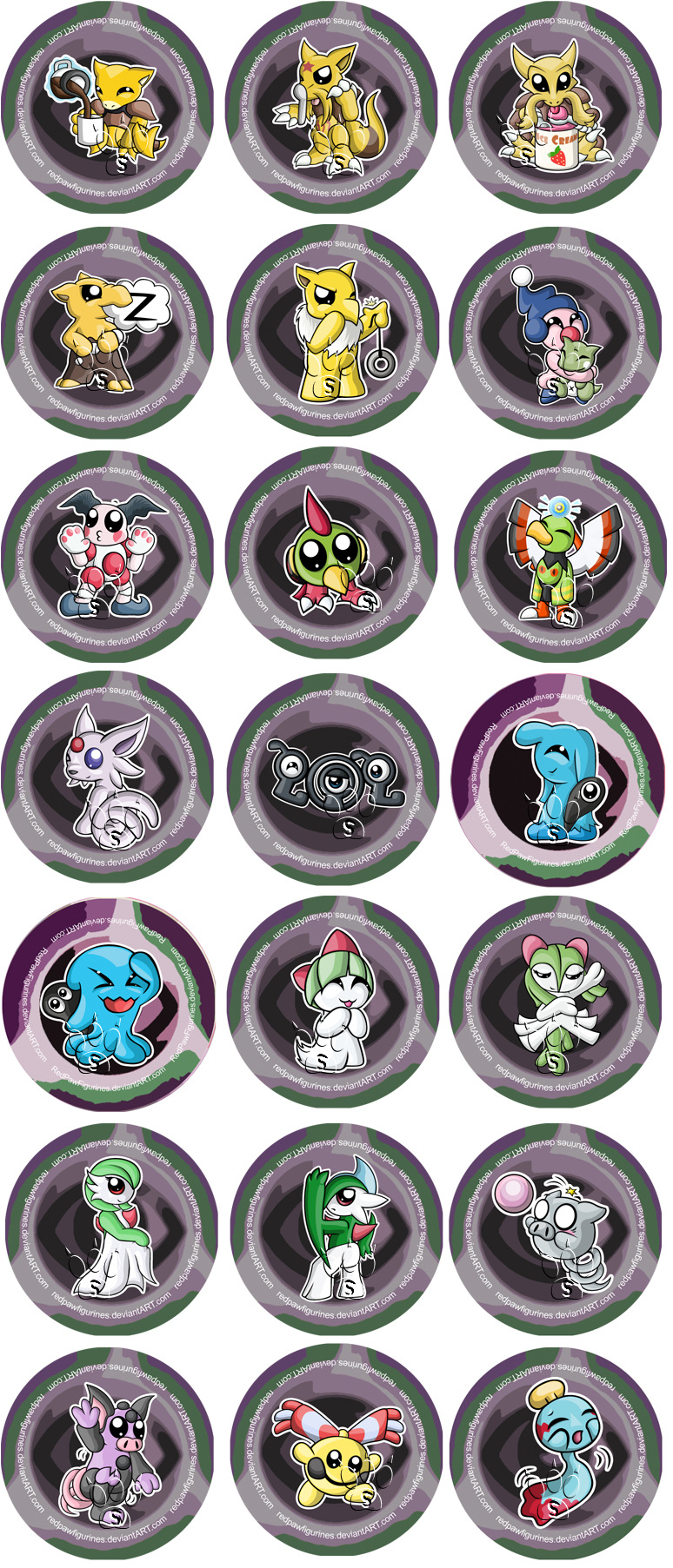 Psychic Type Pokemon Chibi Badges