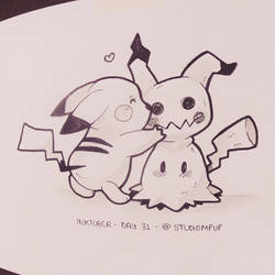 Inktober #31: Pikachu and Mimikyu!