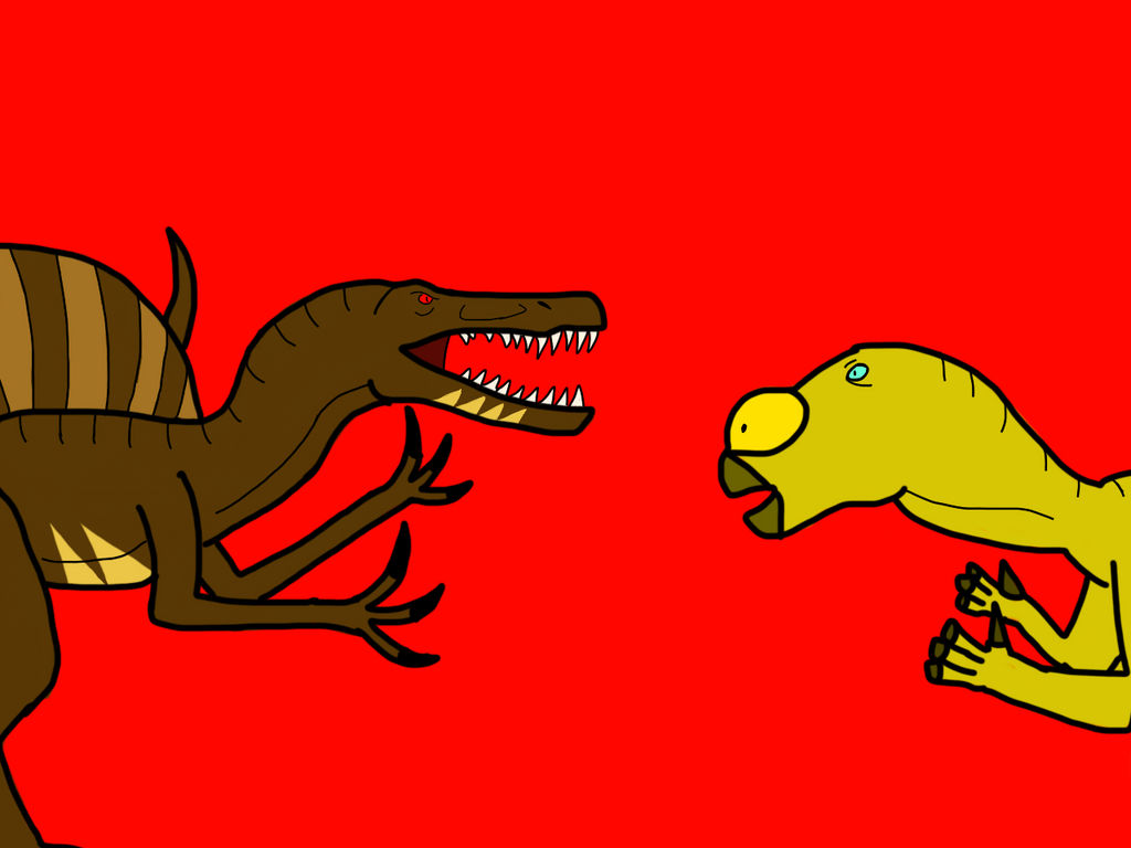 Spinosaurus Vs Muttaburrasaurus by luqmanthelegend on DeviantArt
