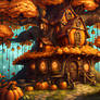 DreamUp Creation pumpkin tree house 