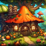 DreamUp Creation pumpkin house