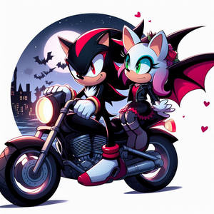 Shadow and Rouge motorcycle date 