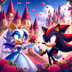 Shadow gave his queen Rouge a rose 