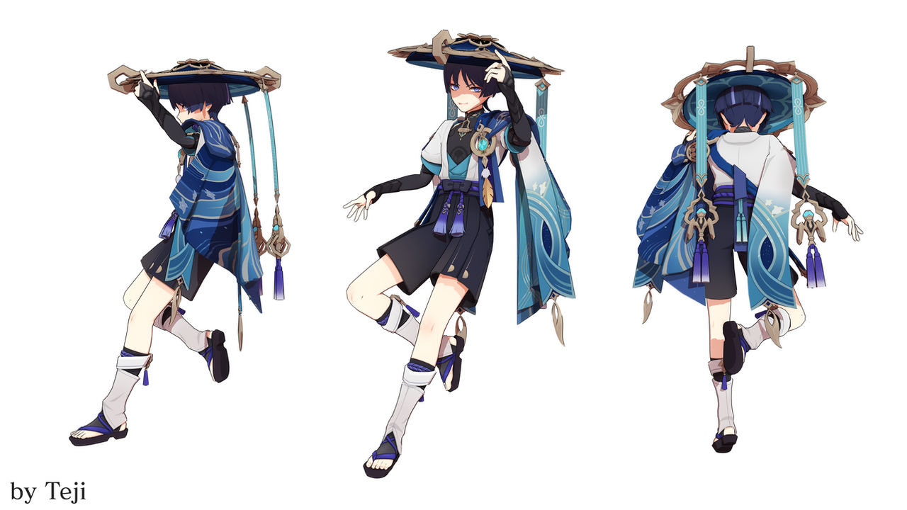 Wanderer genshin impact mmd art +pose dl by TejiSan on DeviantArt