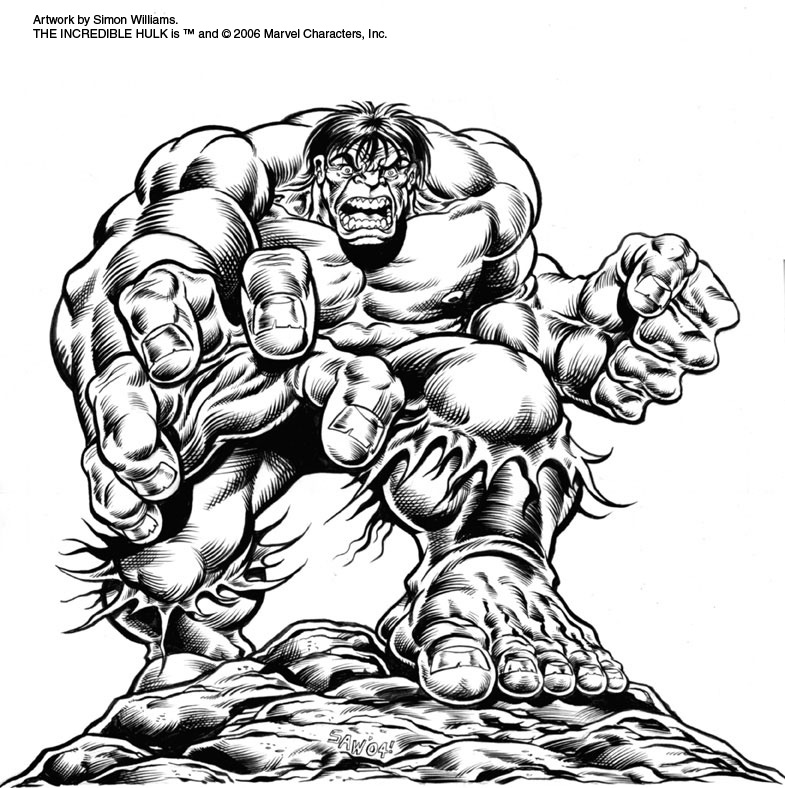 incredible hulk black and white