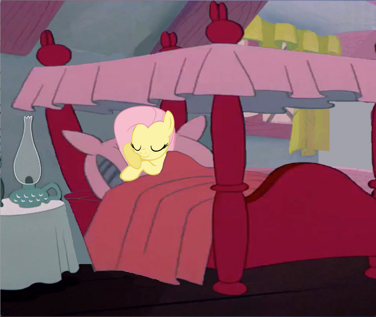 Fluttershy Sleeping in the White Rabbit's Bed by LagovulpesTheGentle on ...