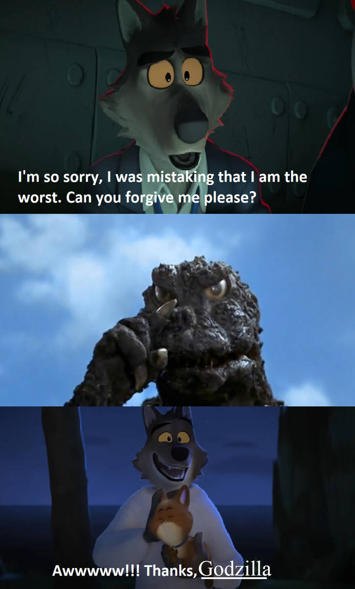 Godzilla accepts Mr. Wolf's Apology by LagovulpesTheGentle on DeviantArt