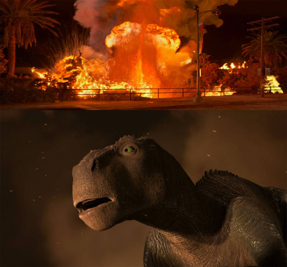 Aladar Raptors Attack Aladar sees a volcano by LagovulpesTheGentle on DeviantArt