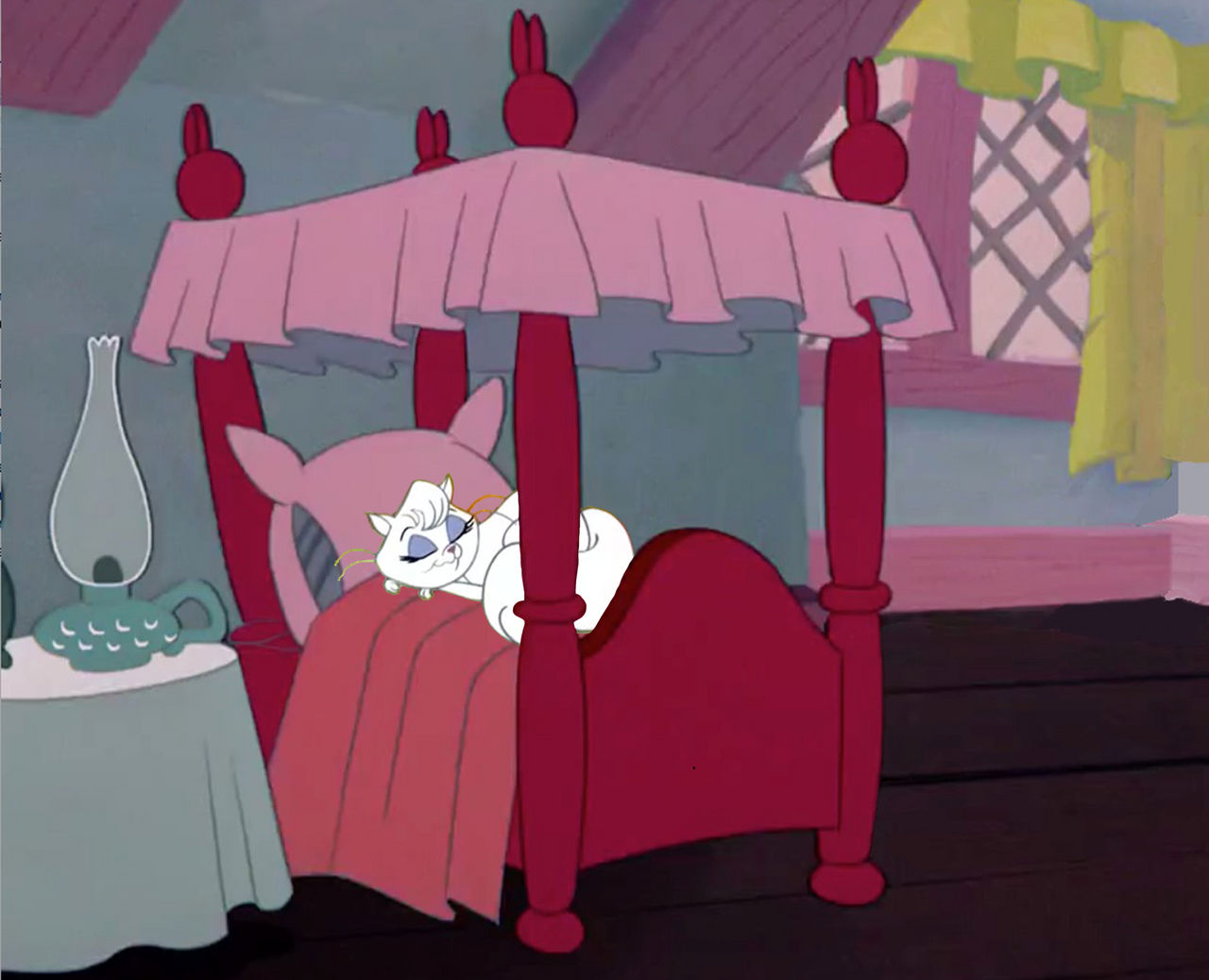 Meowsette Mewsette Sleeping White Rabbit's Bed by LagovulpesTheGentle on DeviantArt