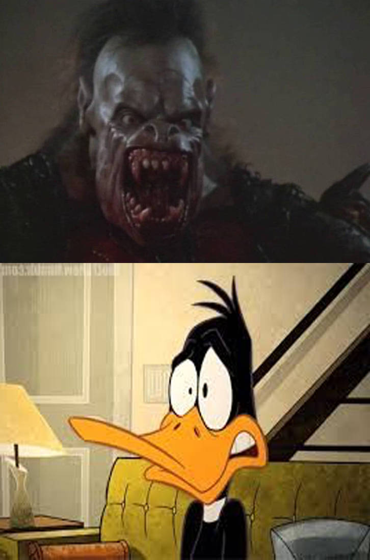 Daffy Duck scared by rawhead rex by LagovulpesTheGentle on DeviantArt