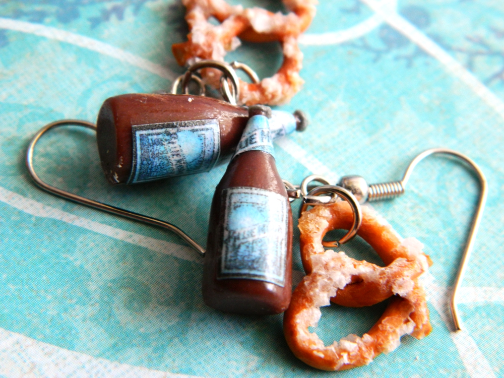 Beer and Pretzel Earrings by Xiiilucky13 Beer and Pretzel Earrings by Xiiilucky13