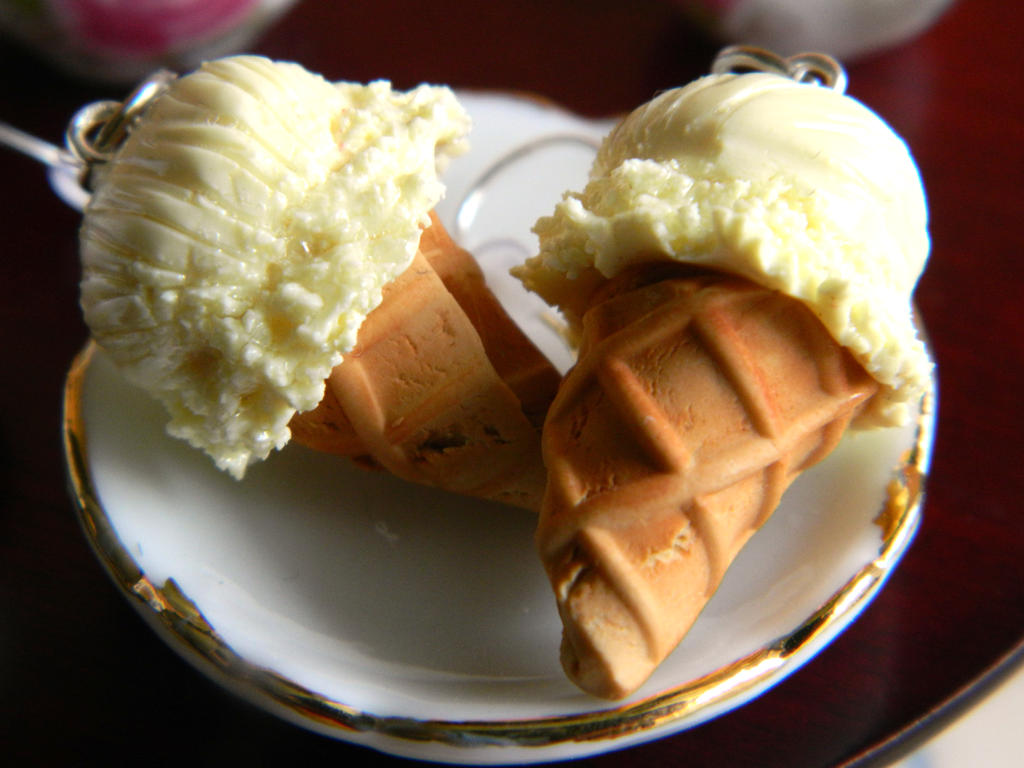 Vanilla Ice Cream Cone Earrings by Xiiilucky13