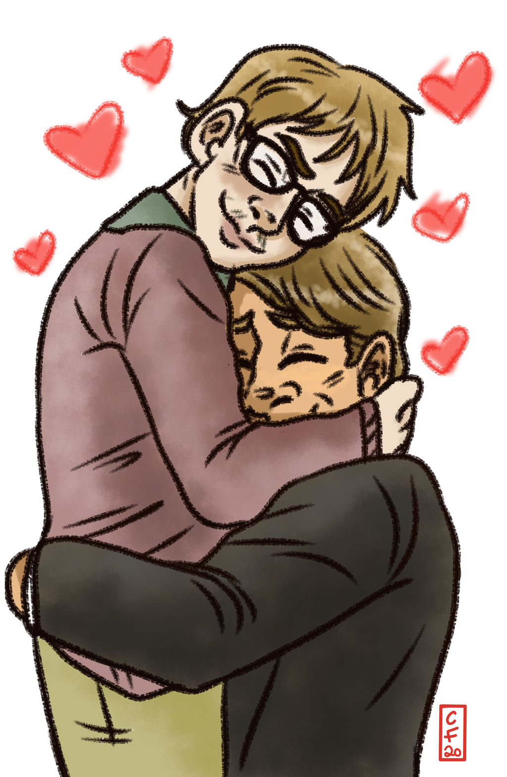 YCH Hugging by Lil-miss-galaxy on DeviantArt
