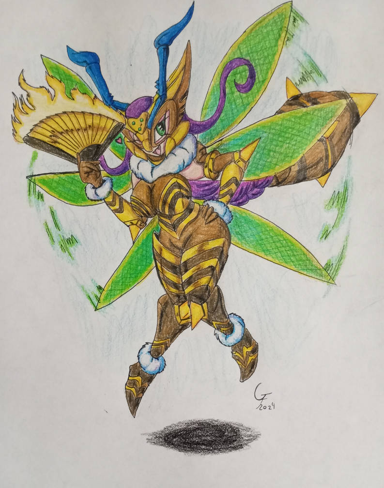 Queenbeemon Line Queenbeemon (drawing tradicional) by GabrielGF on DeviantArt