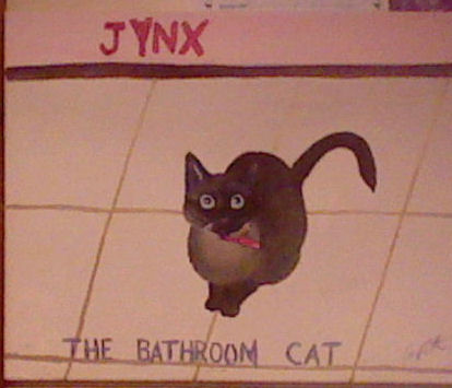 Jynx the bathroom cat