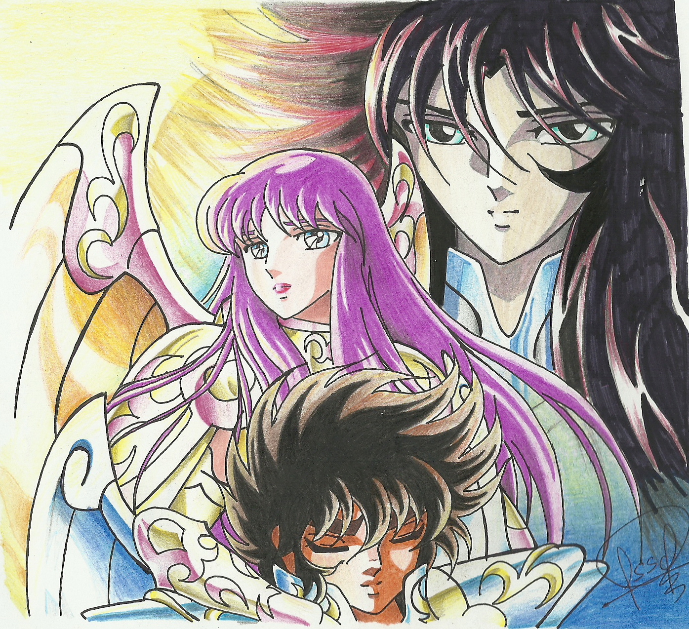 SEIYA, SAORI Y HADES.