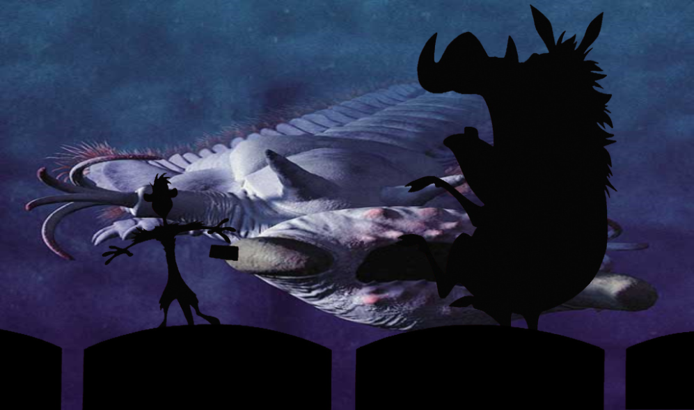 Timon and Pumbaa scared of Slickribbon by Dean2142 on DeviantArt