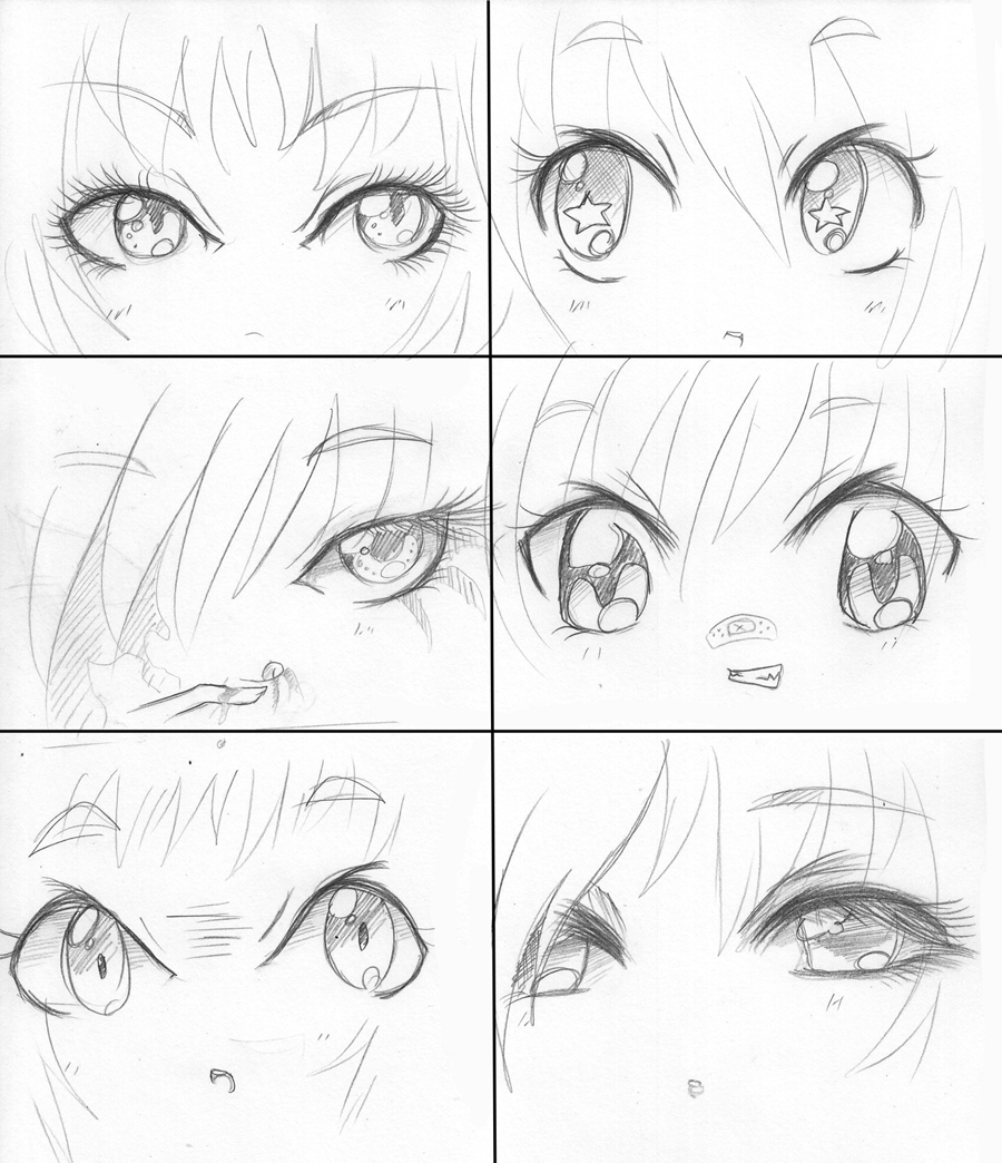 C/S] Types of Manga eyes I've drawn as reference for my students