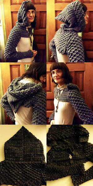 Crocheted Hooded Dragon Scale Shrug