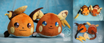 Raichu and Alola Raichu polochon custom plush by Peluchiere