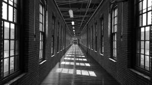 Old Factory Hallway Black And White