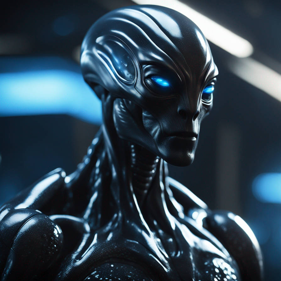 Black slick alien skin with spots of blue on skin- by Andresanon on ...