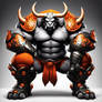 The image presents a striking and unique Minotaur,