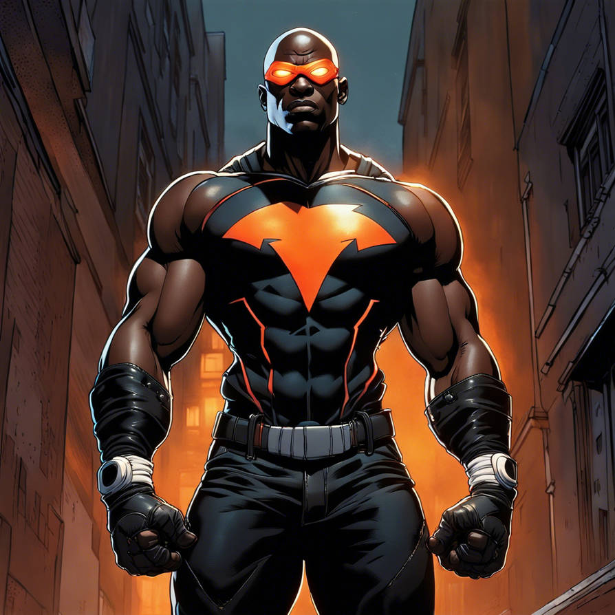 Ultra realistic: In a dark alleyway, a powerful Ha