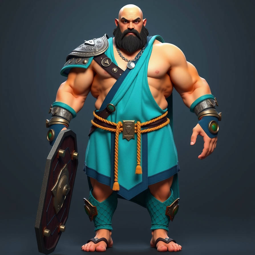 Plus-size Male Warrior With A Bald Head And Striki