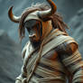 Super realistic humanoid Minotaur. Full body shot