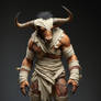 Super realistic humanoid Minotaur. Full body shot