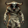Super realistic humanoid Minotaur. Full body shot