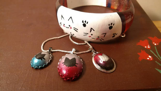 Kittens! Hand Painted Pendants