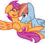 Windy Whistles giving scootaloo a raspberry