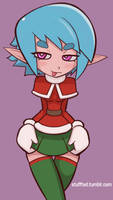 Blue Hair Elf Girl with Christmas Clothes