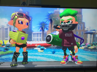 My octoling in game and Party