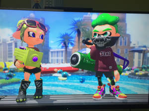 My octoling in game and Party