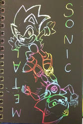 Sonic and Metal Sonic on Rainbow Scratch Paper