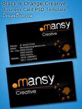 Black / Orange Creative Business Card PSD Template