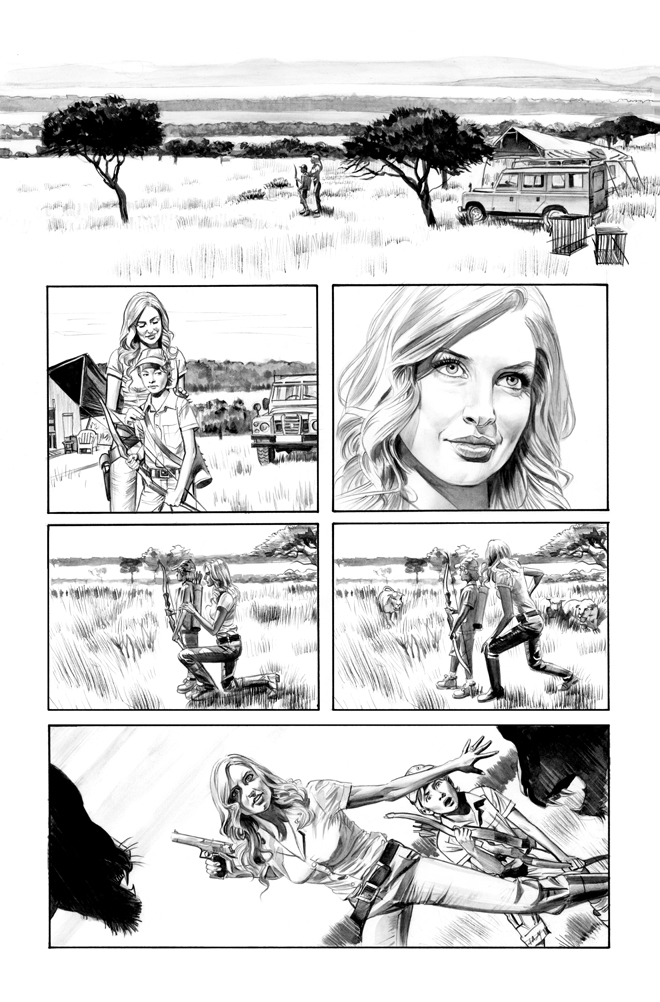 Green Arrow 7 Page 1 B+W art