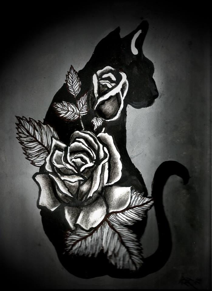 black cat black roses by OpheliaLazarus on DeviantArt
