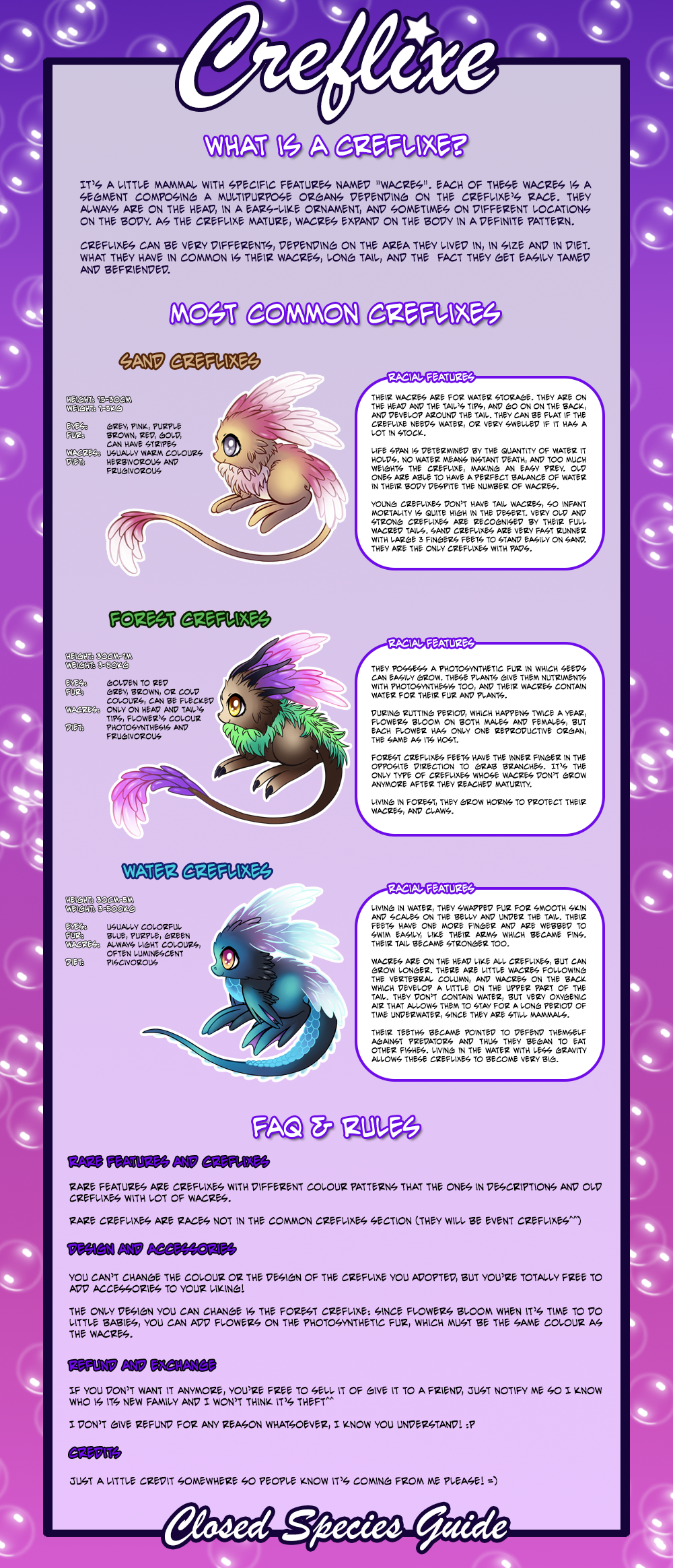 Creflixe Species Guide