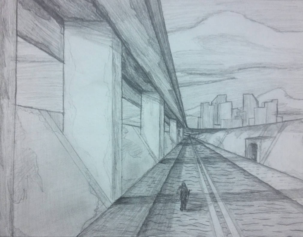 Рисунок в даль 6 класс. Зарисовка города линейная перспектива. Перспектива рисунок. Пейзаж в перспективе. Перспектива карандашом.