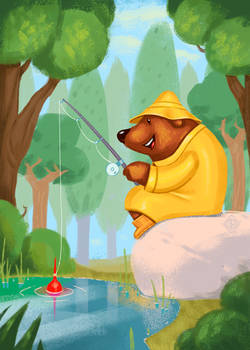 Mr. Bear And The Fishing Rod