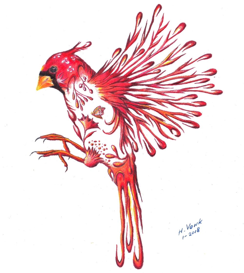 cardinal drawing tattoo