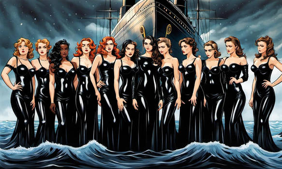 Titanic Women rescued and robotized in black PVC