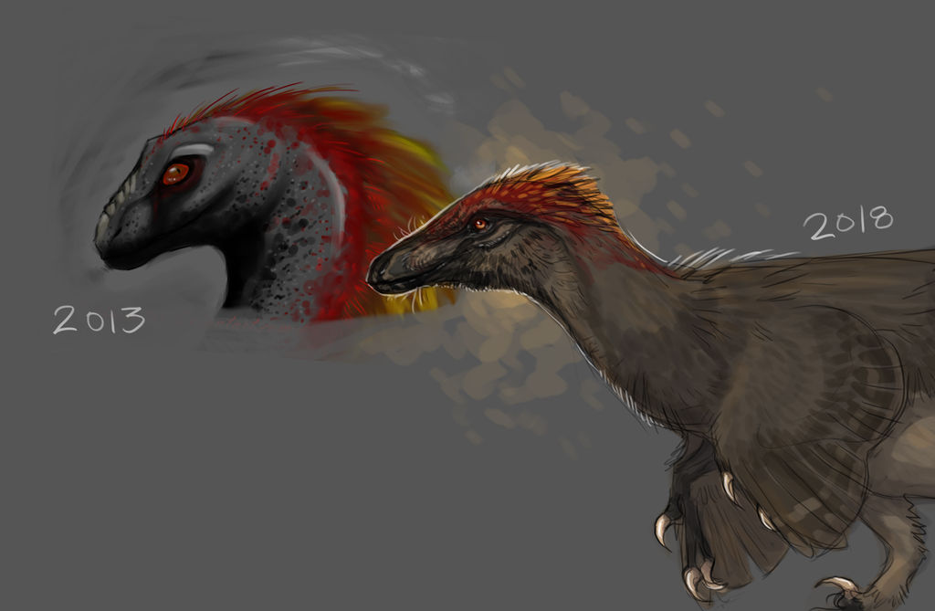 Raptor Art Improvement (5 years difference) by SquishyMew on DeviantArt