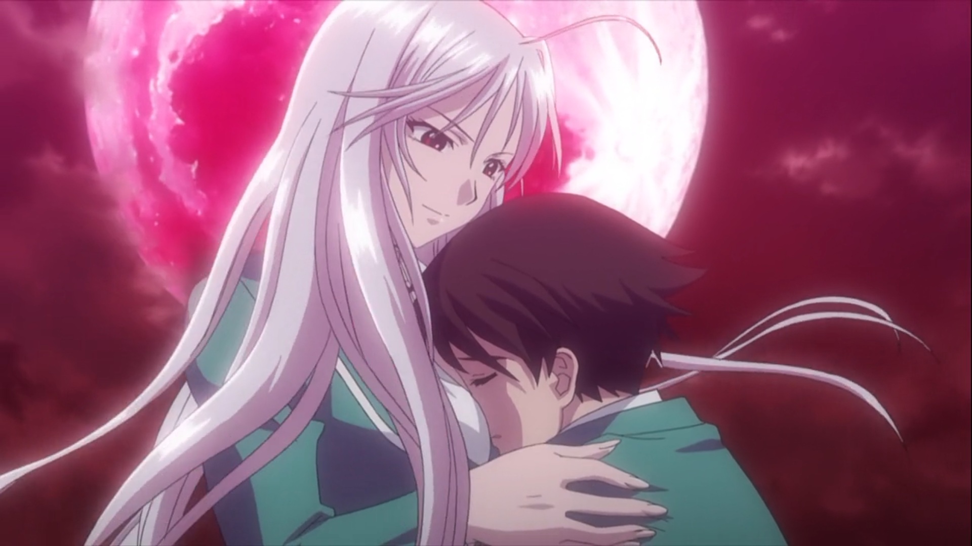 Moka Akashiya and Tsukune Aono moka akashiya and tsukune aono, rosario vampire characters, rosario vampire season 1